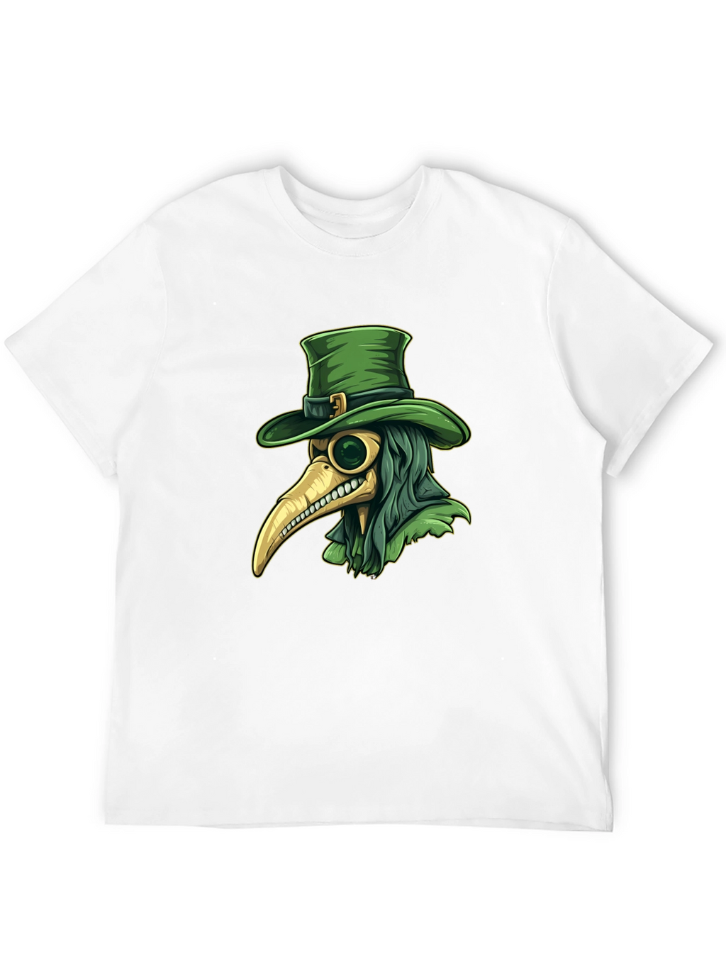Plague Doctor Leprechaun Graphic Tee - Black Cotton