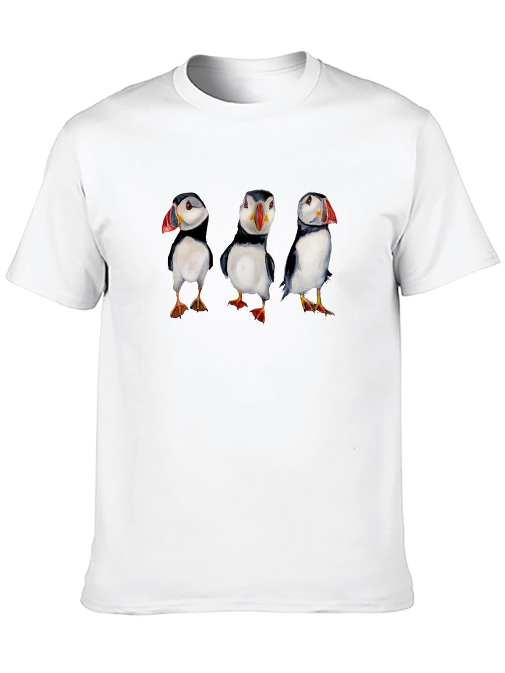 Puffin Print Black T-Shirt