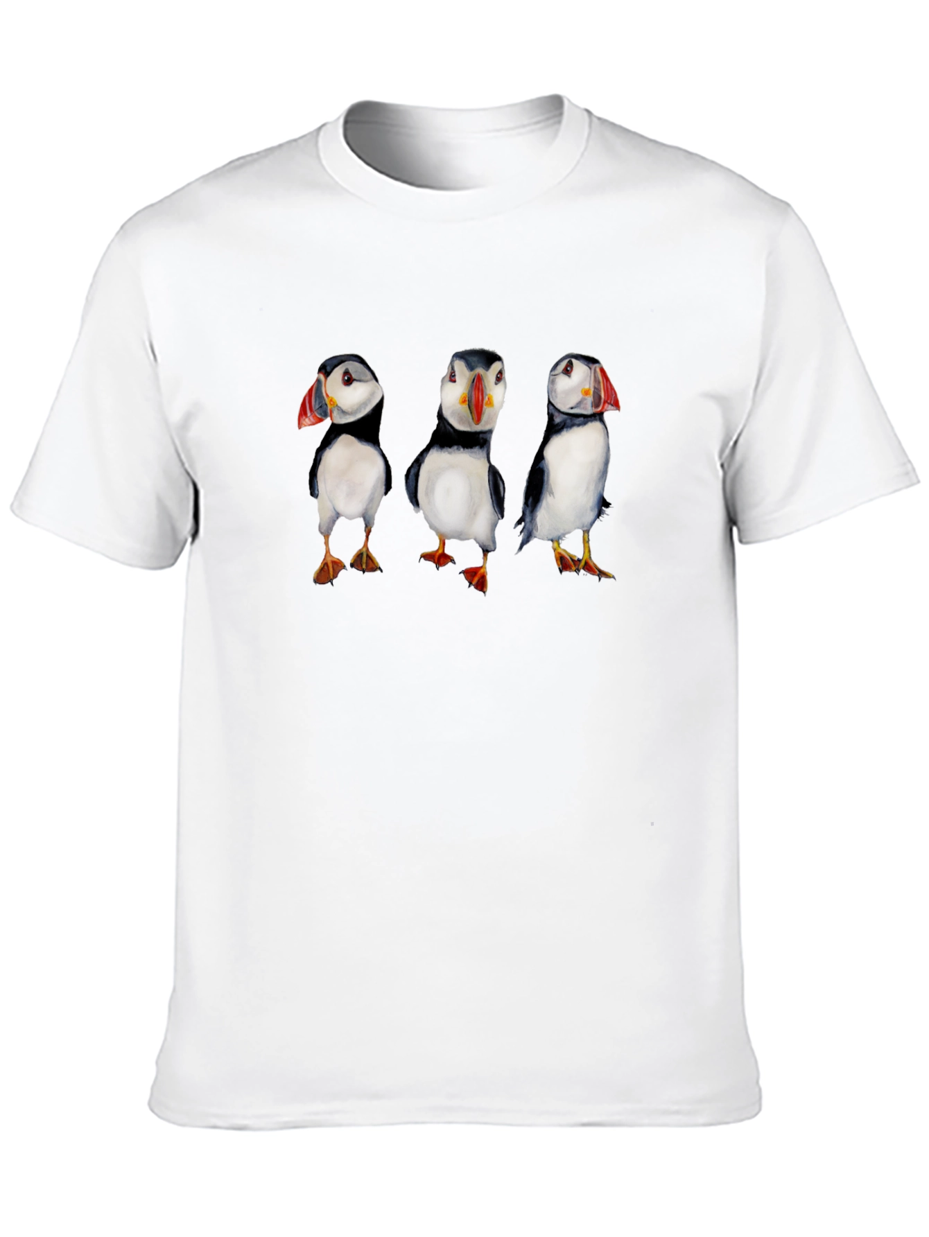 Puffin Print Black T-Shirt