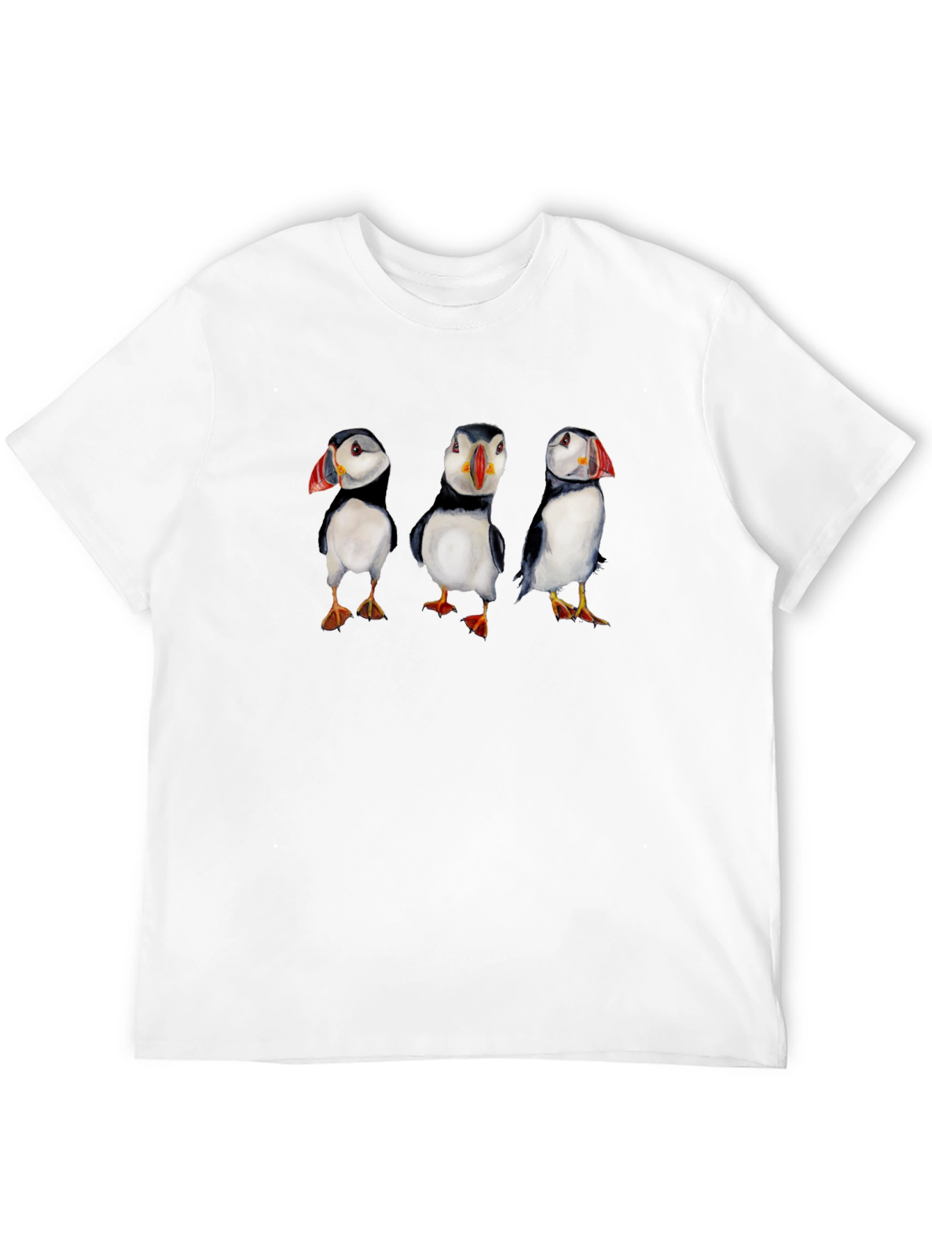Puffin Print Black T-Shirt