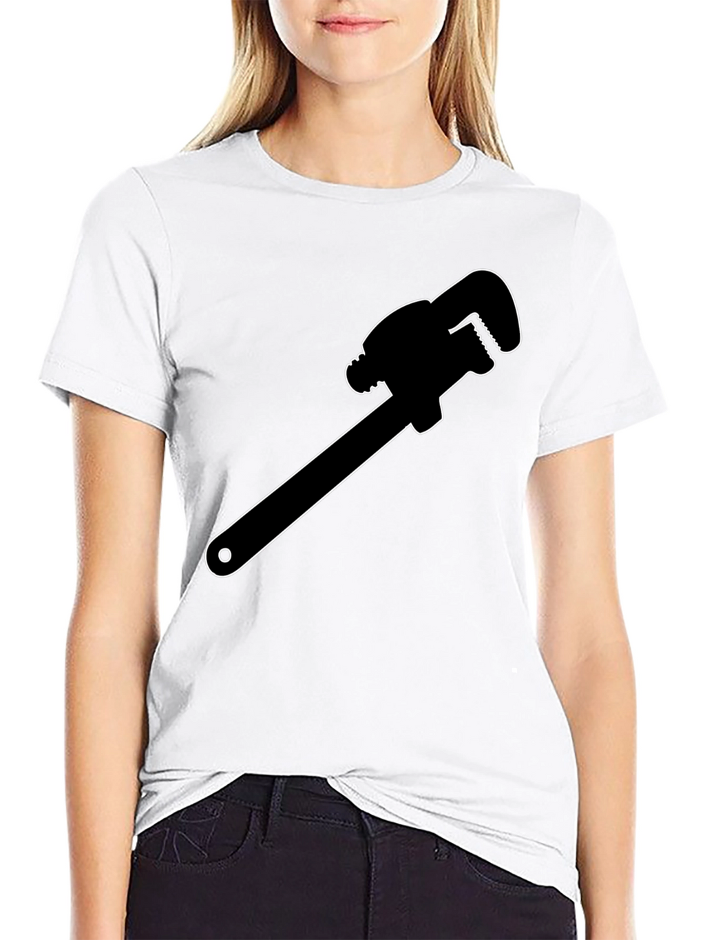 Plumber Wrench Graphic Tee - Black Cotton T-Shirt