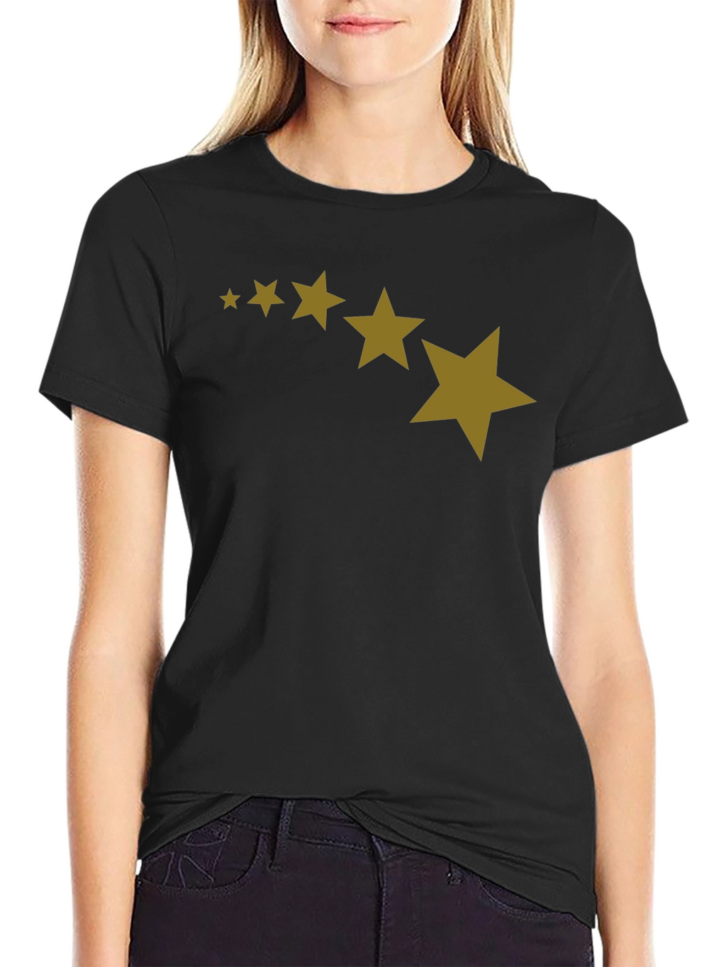 Stars Patterned Black T-Shirt