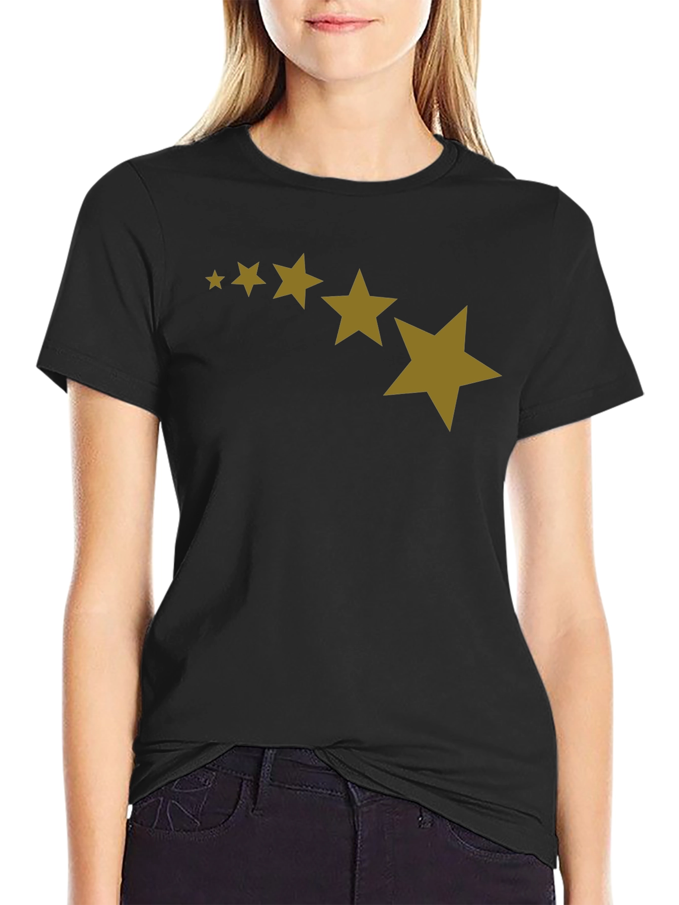 Stars Patterned Black T-Shirt