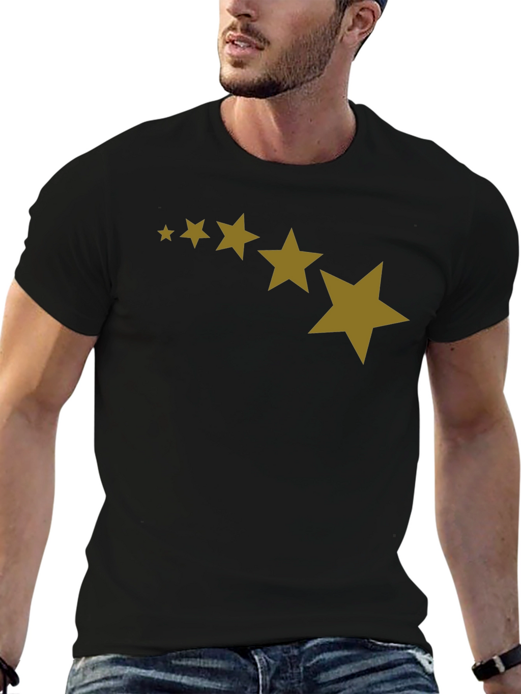 Stars Patterned Black T-Shirt