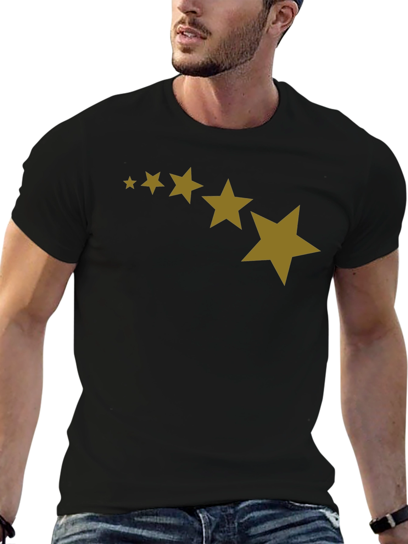 Stars Patterned Black T-Shirt