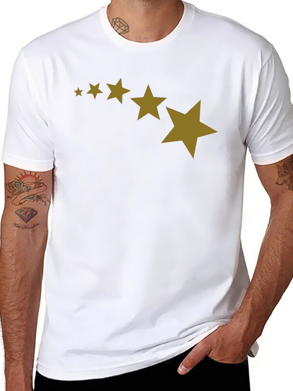 Stars Patterned Black T-Shirt