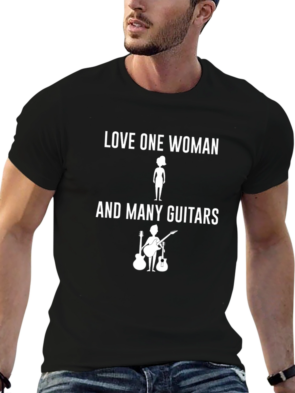 Love One Woman & Many Guitars Graphic T-Shirt