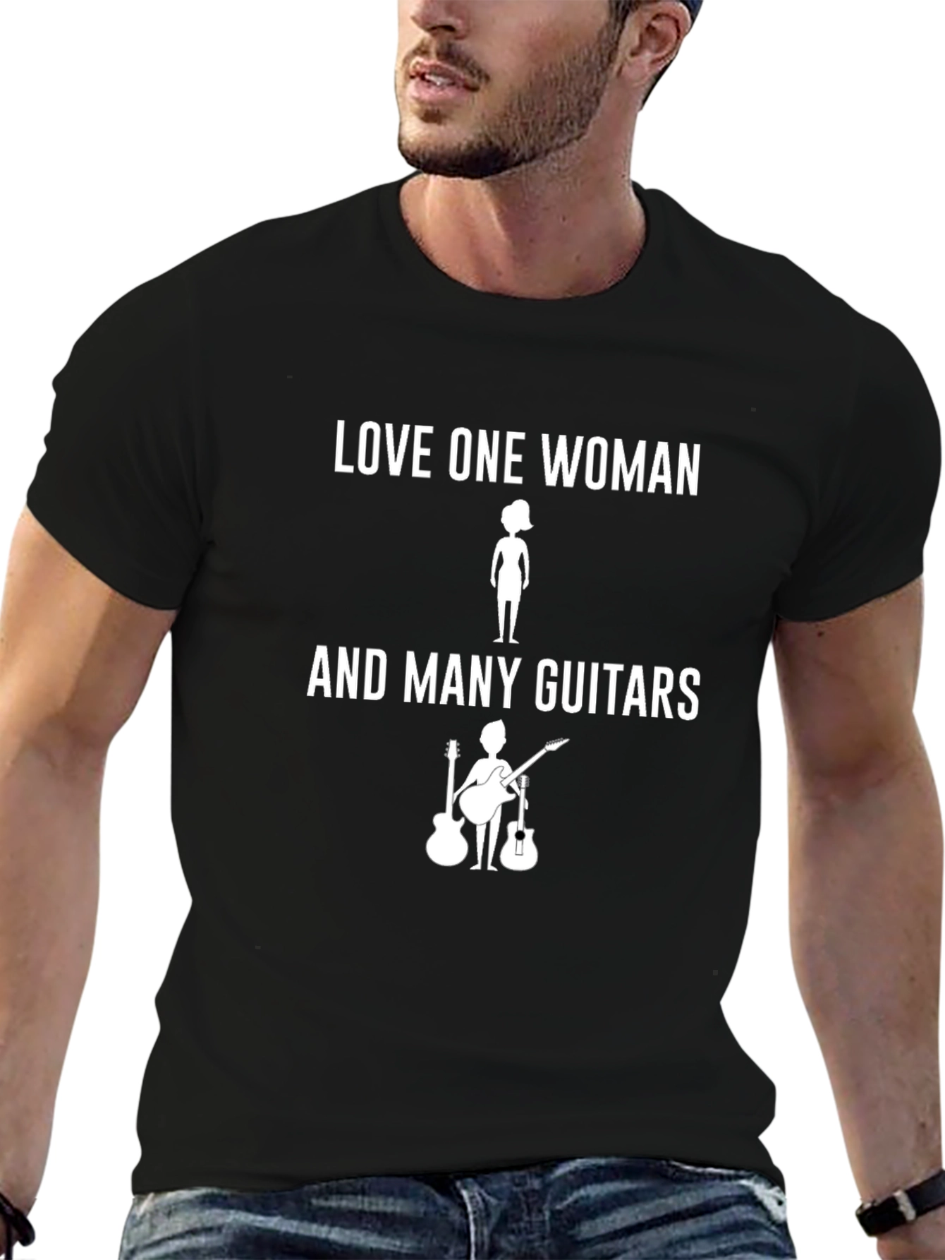 Love One Woman & Many Guitars Graphic T-Shirt