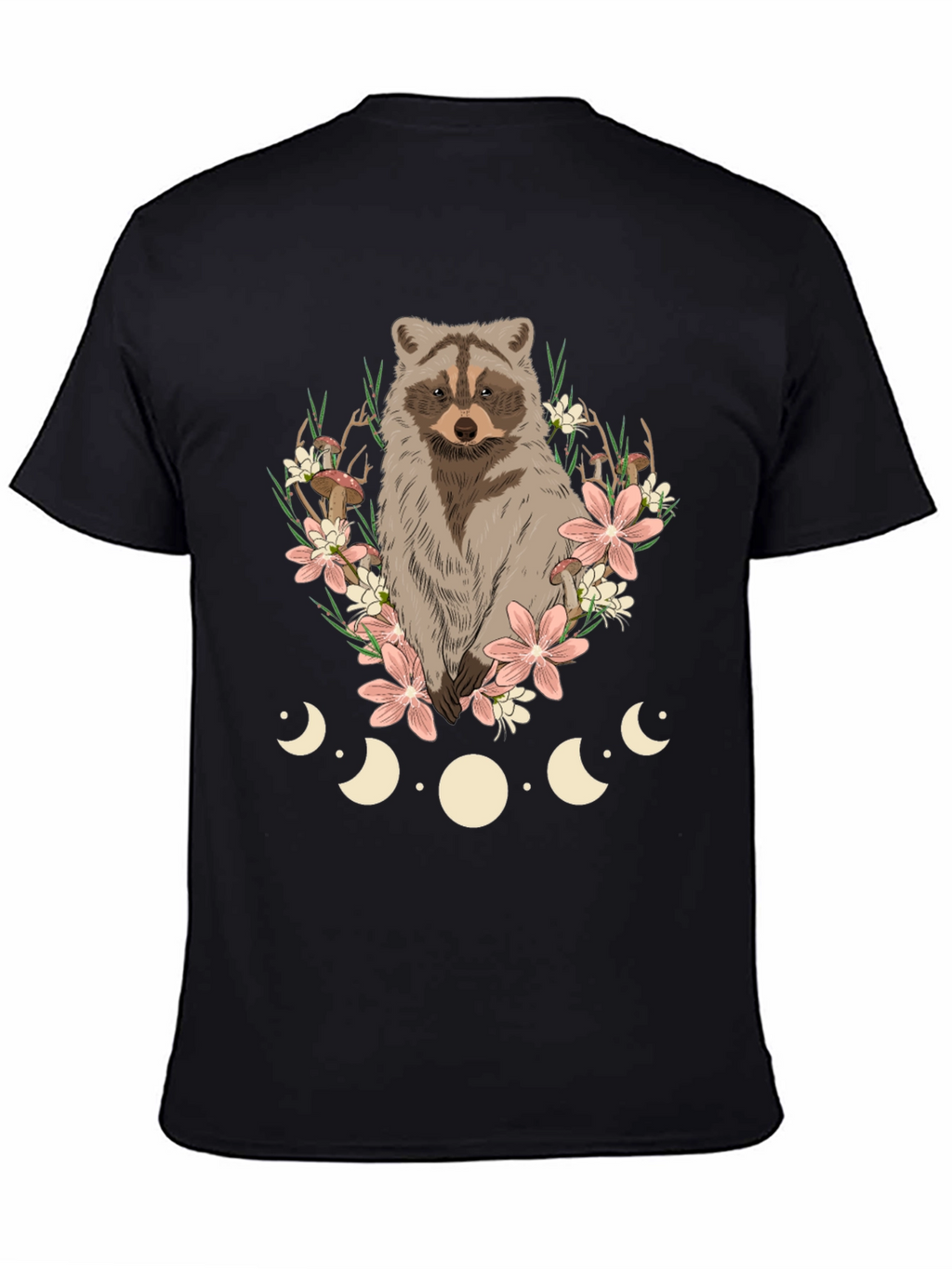 Raccoon Floral Moon Phase Graphic Tee
