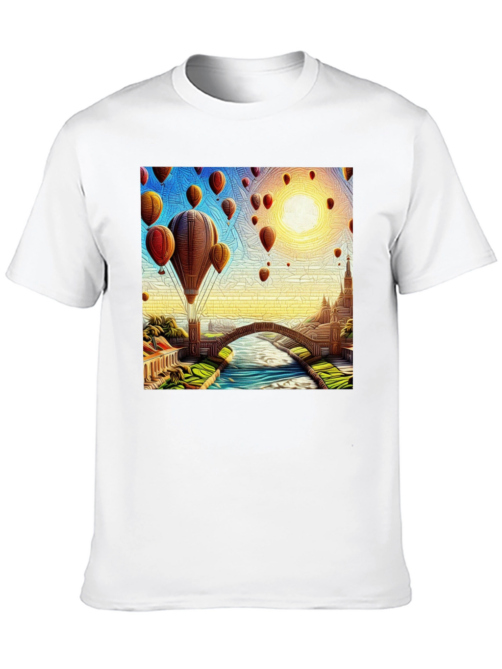 Hot Air Balloon Landscape Graphic Tee