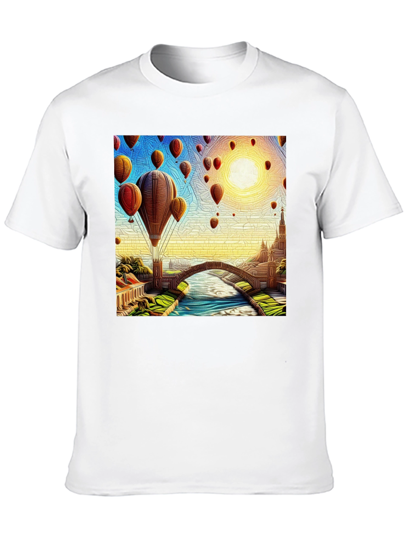 Hot Air Balloon Landscape Graphic Tee