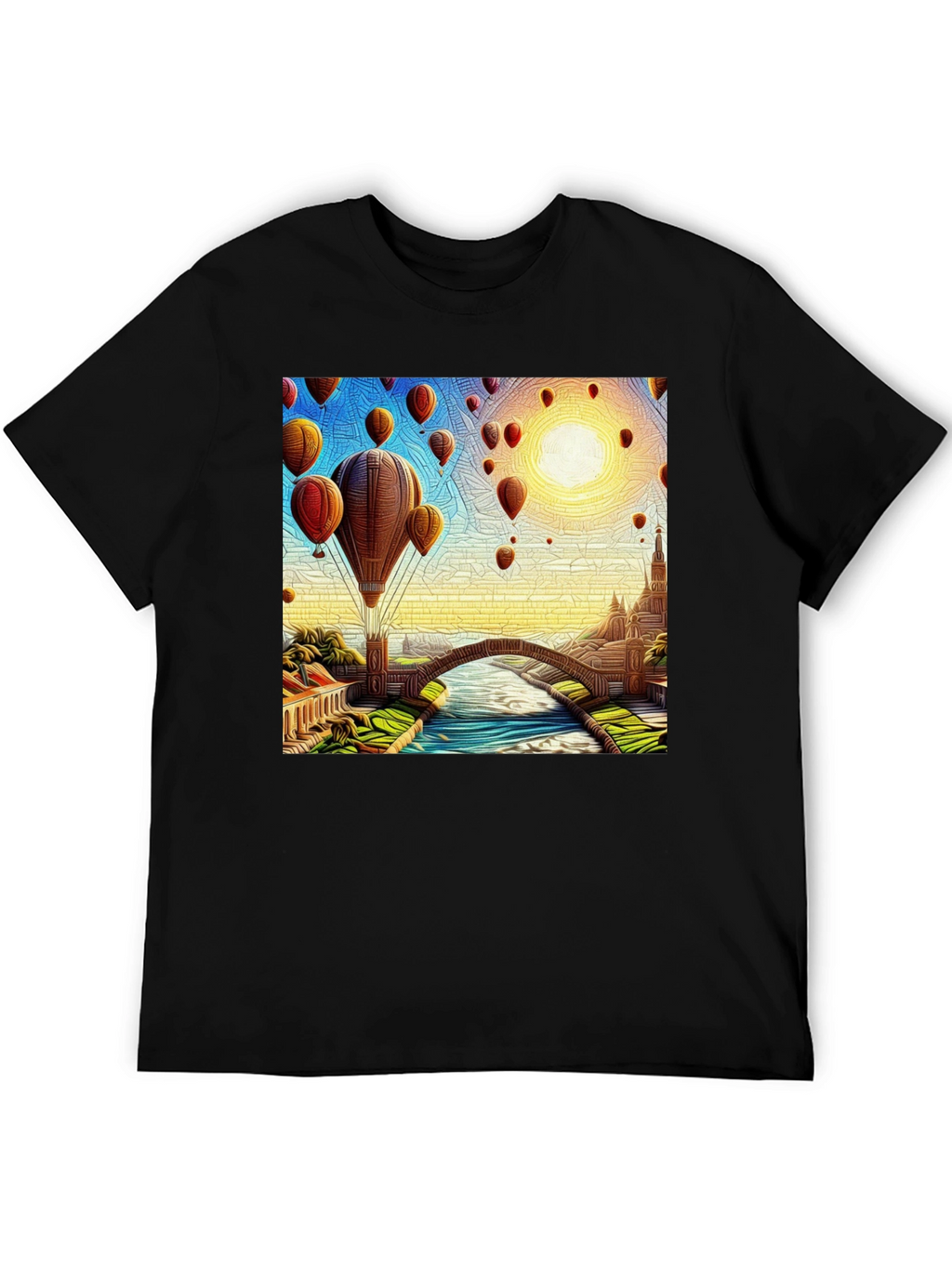 Hot Air Balloon Landscape Graphic Tee