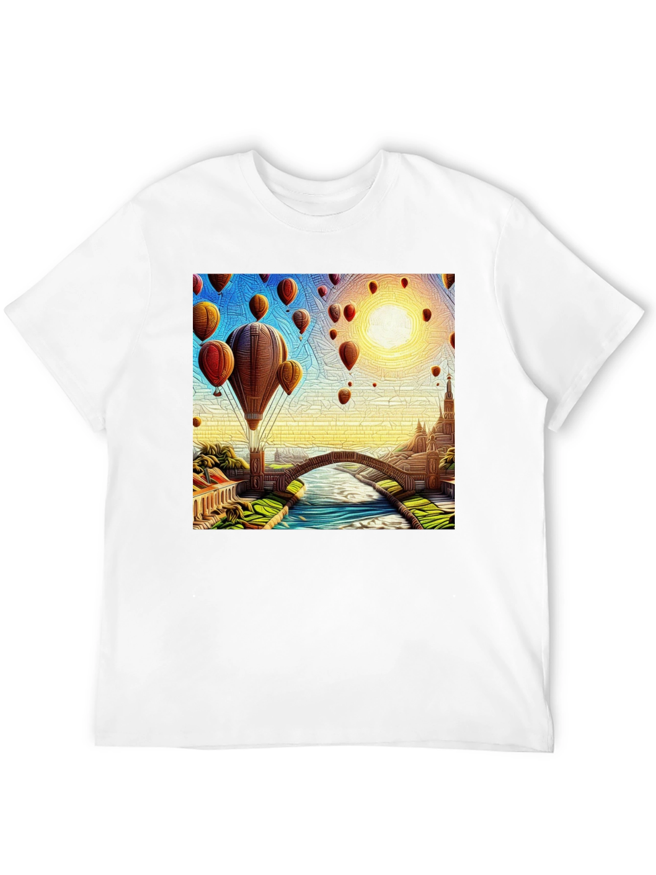 Hot Air Balloon Landscape Graphic Tee