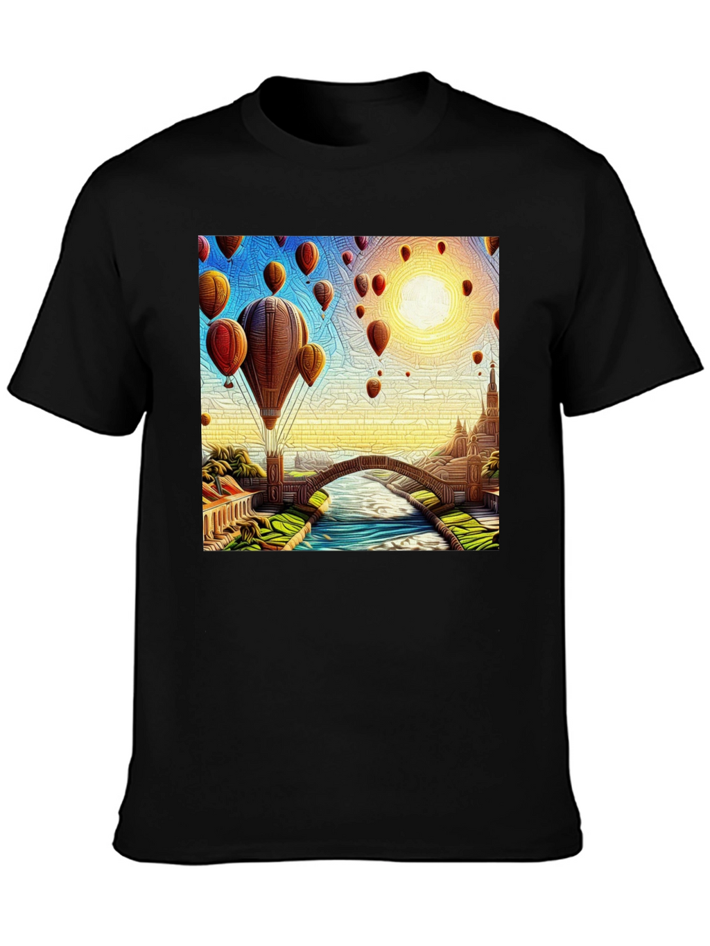 Hot Air Balloon Landscape Graphic Tee