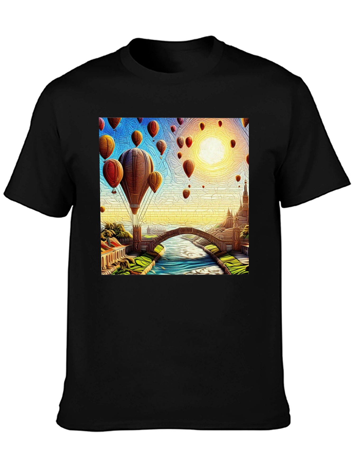 Hot Air Balloon Landscape Graphic Tee