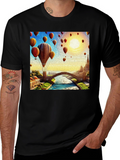 Hot Air Balloon Landscape Graphic Tee