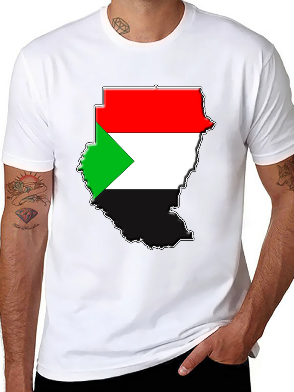 Sudan Flag Map Graphic T-Shirt - Black