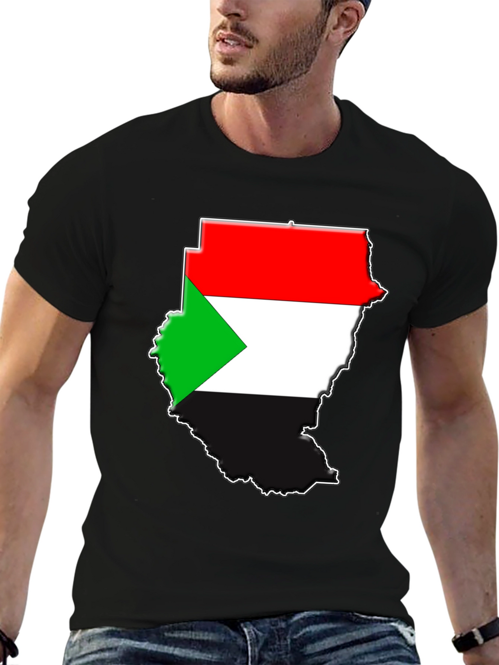 Sudan Flag Map Graphic T-Shirt - Black