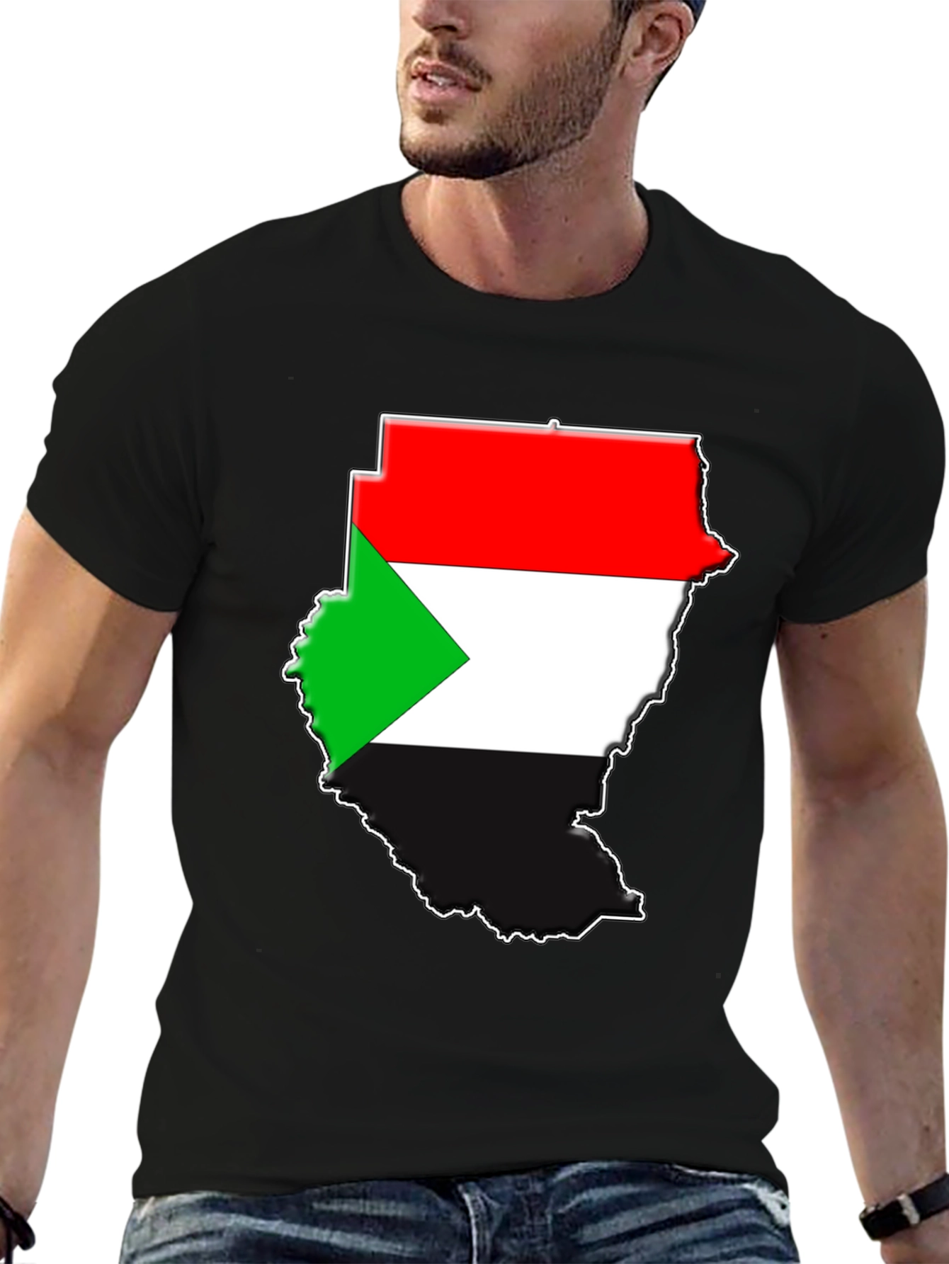 Sudan Flag Map Graphic T-Shirt - Black