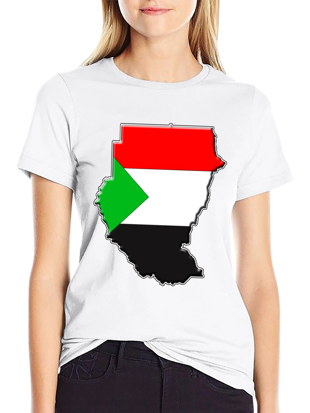 Sudan Flag Map Graphic T-Shirt - Black