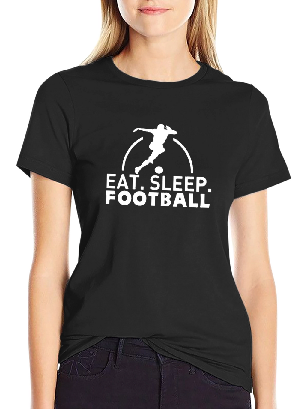 Eat Sleep Football Black T-Shirt