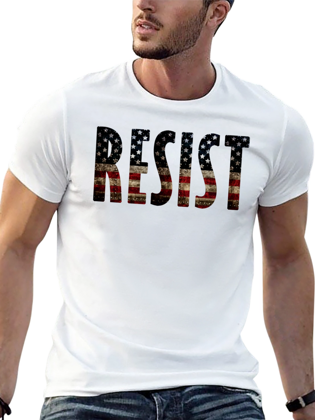 Resist American Flag Graphic T-Shirt