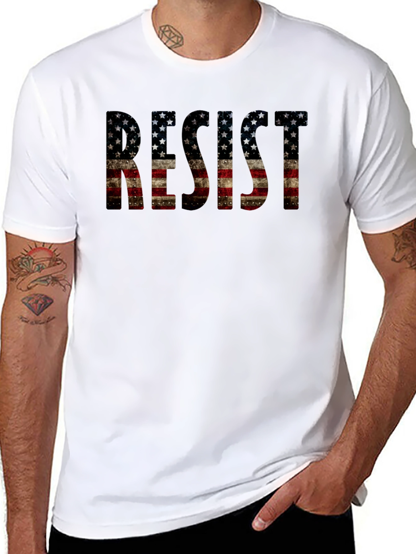 Resist American Flag Graphic T-Shirt