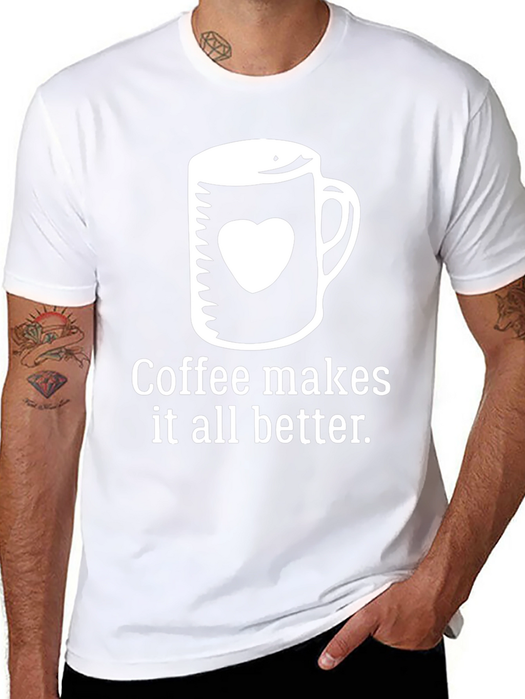 Coffee Lovers Tee: Heart Mug Graphic T-Shirt