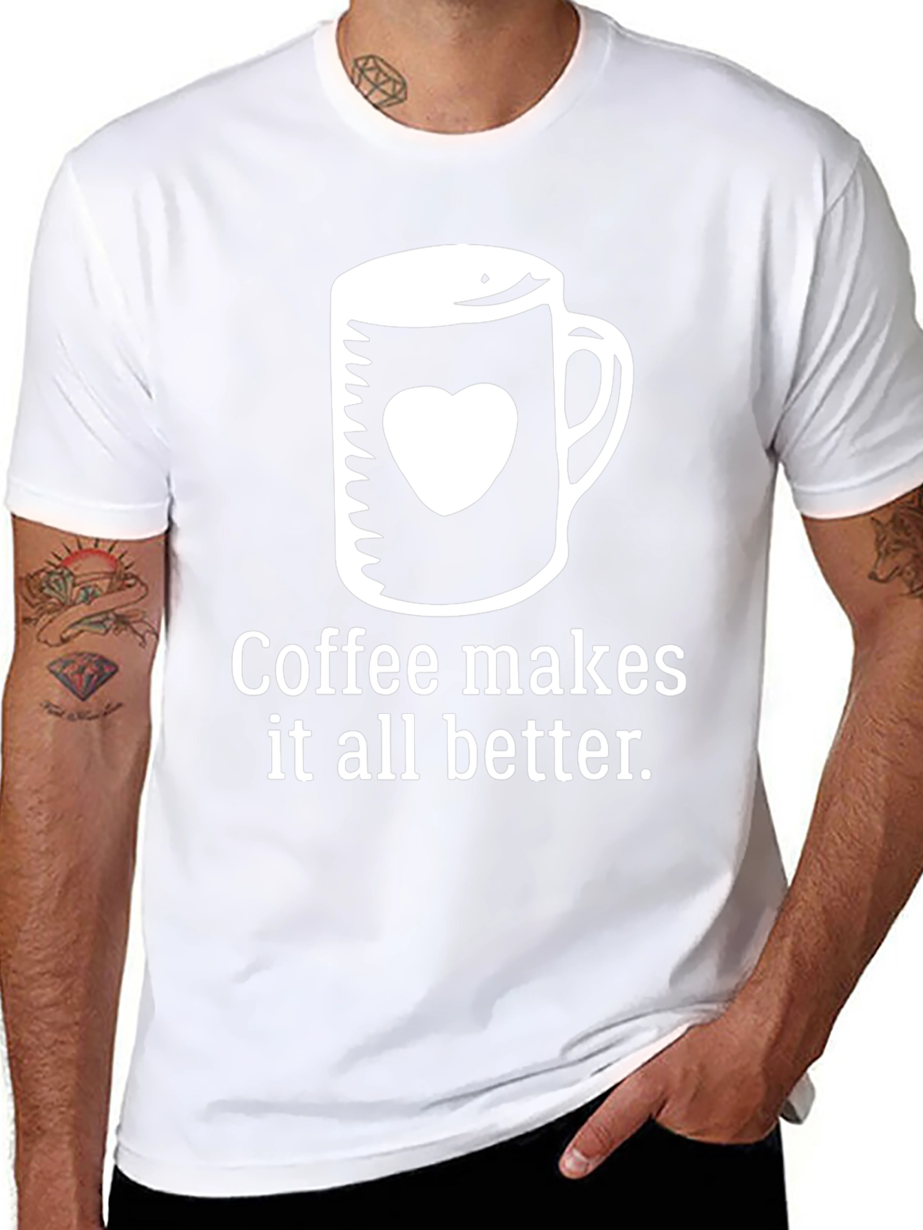 Coffee Lovers Tee: Heart Mug Graphic T-Shirt