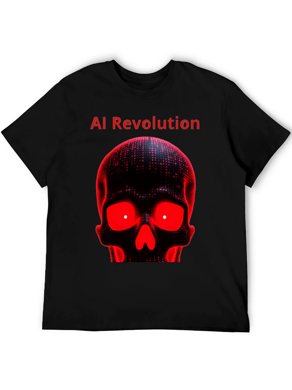 AI Revolution Skull Graphic Tee - Black