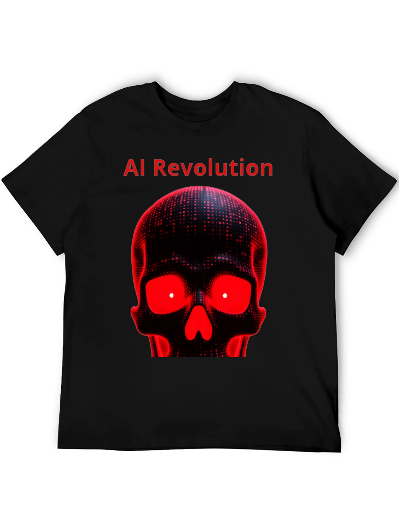 AI Revolution Skull Graphic Tee - Black