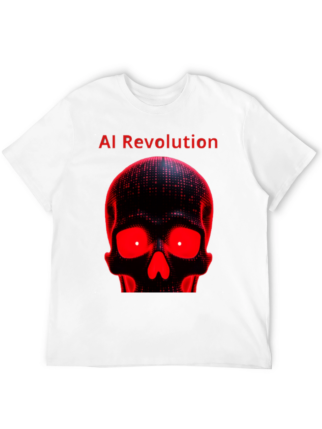 AI Revolution Skull Graphic Tee - Black