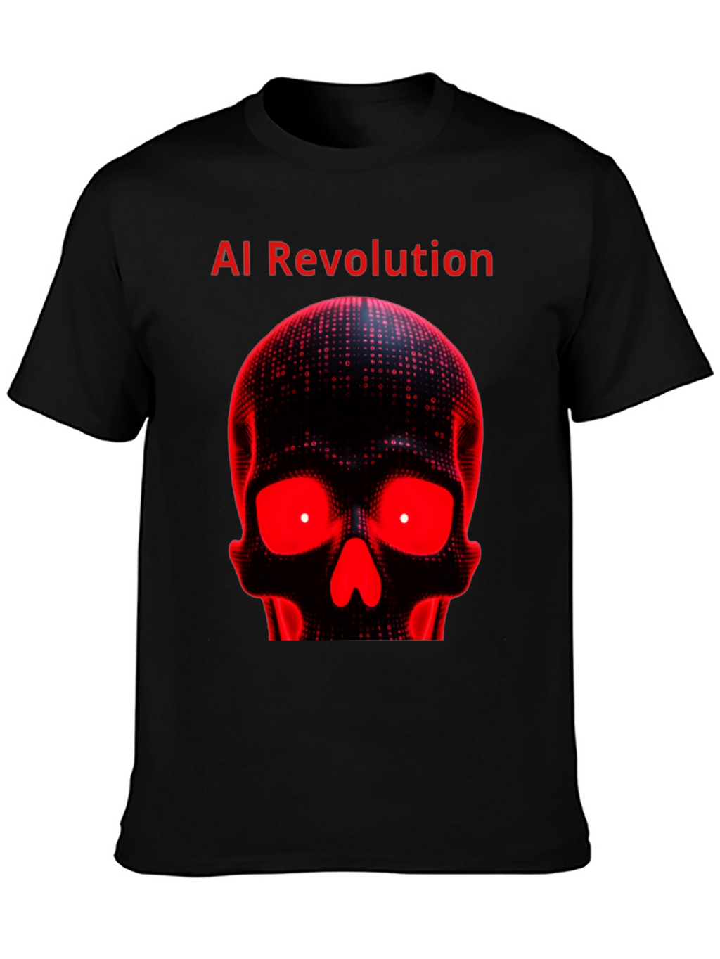 AI Revolution Skull Graphic Tee - Black