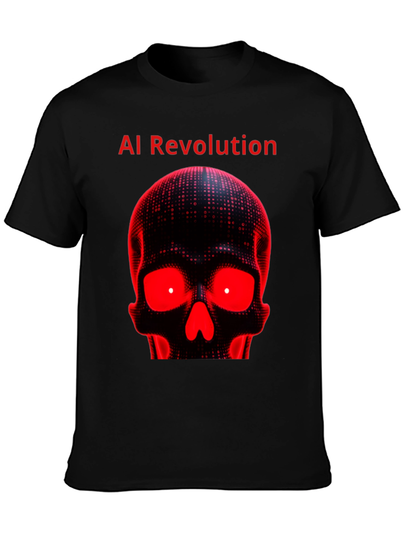 AI Revolution Skull Graphic Tee - Black