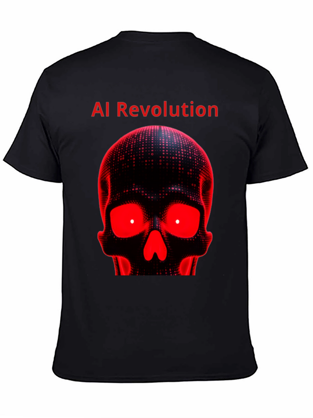 AI Revolution Skull Graphic Tee - Black
