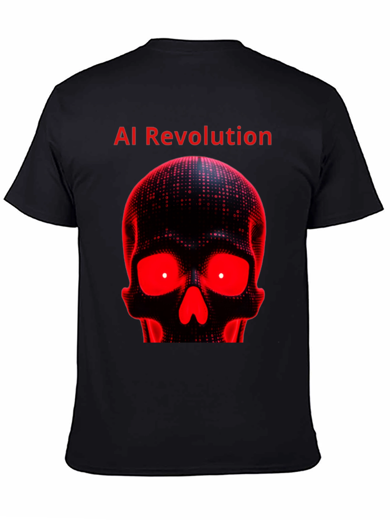 AI Revolution Skull Graphic Tee - Black