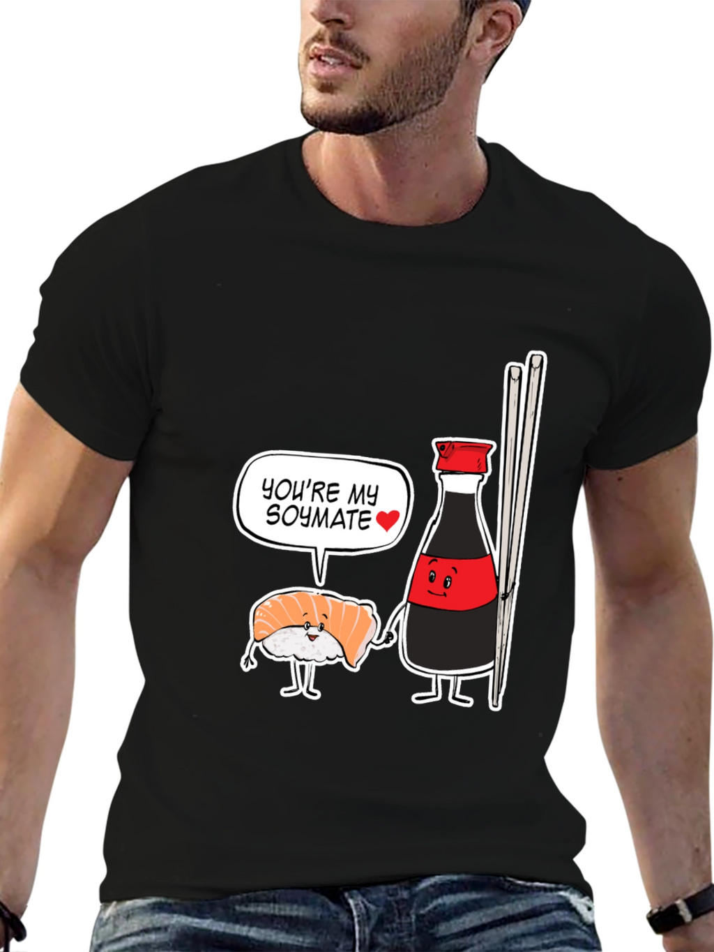 Sushi Soymate Graphic T-Shirt - Black Humorous Design