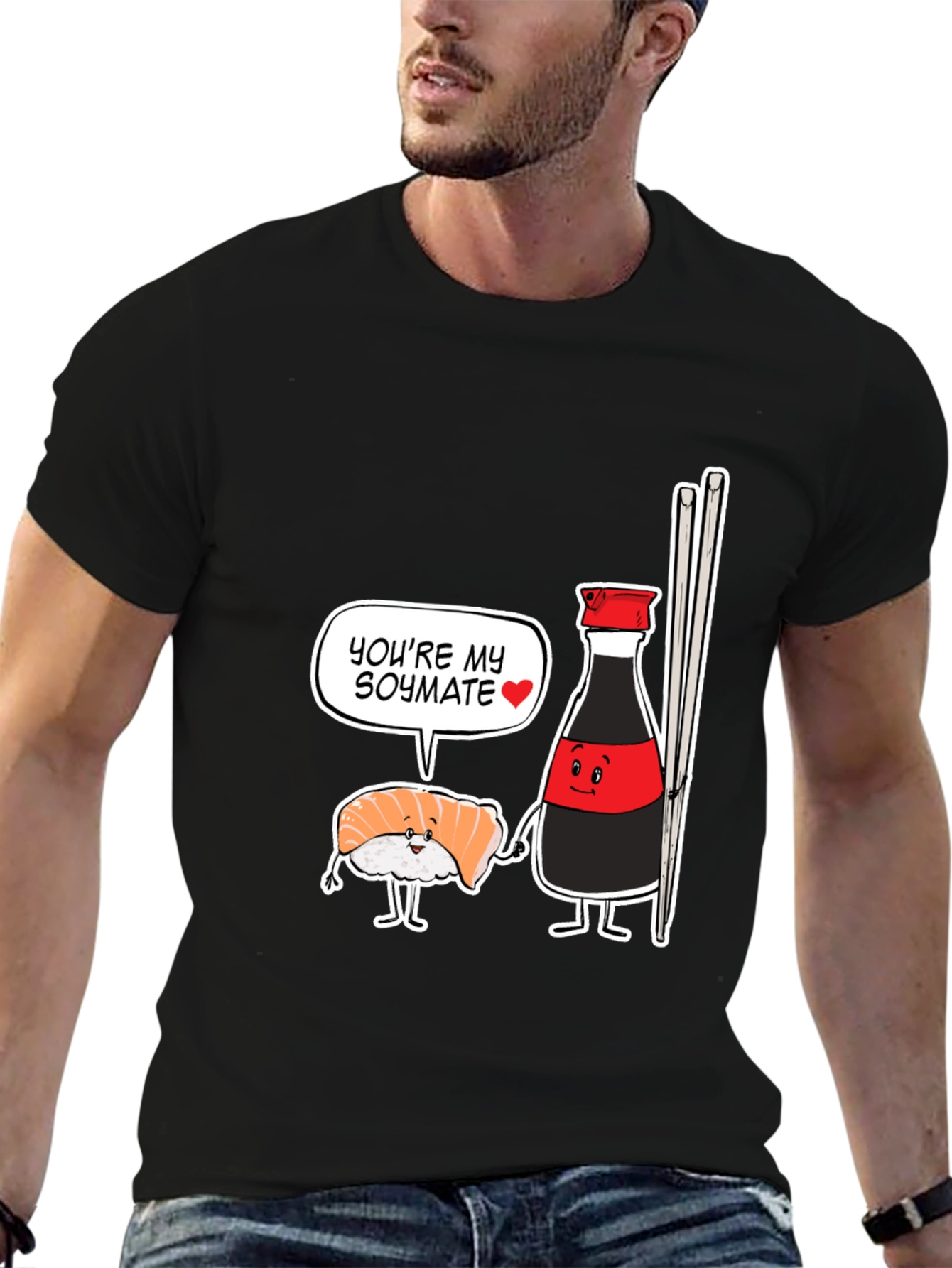 Sushi Soymate Graphic T-Shirt - Black Humorous Design