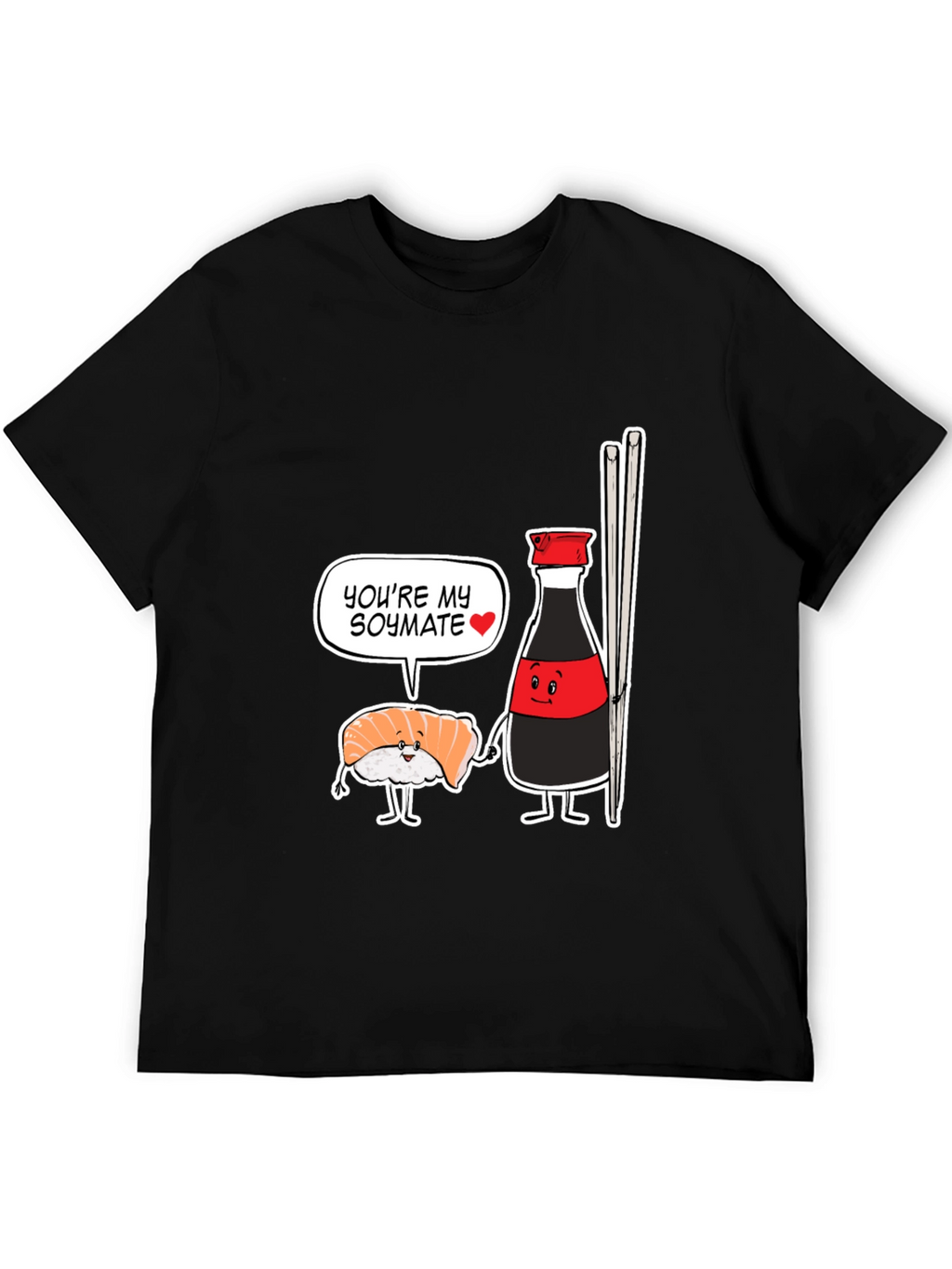 Sushi Soymate Graphic T-Shirt - Black Humorous Design