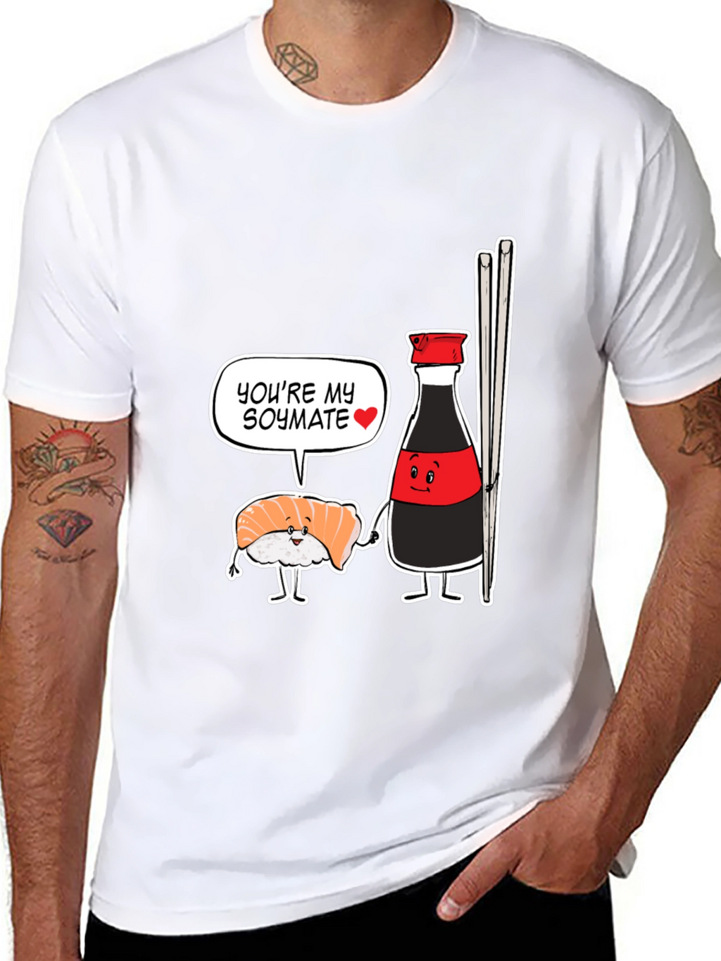 Sushi Soymate Graphic T-Shirt - Black Humorous Design