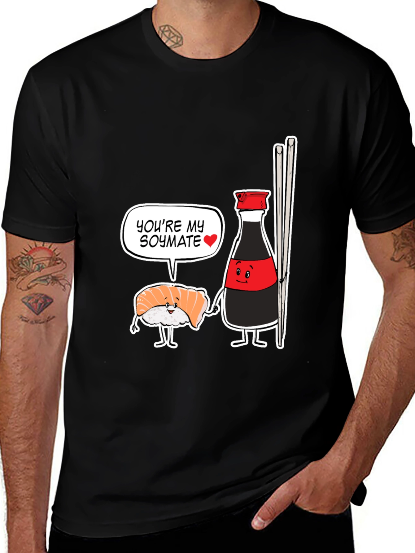 Sushi Soymate Graphic T-Shirt - Black Humorous Design