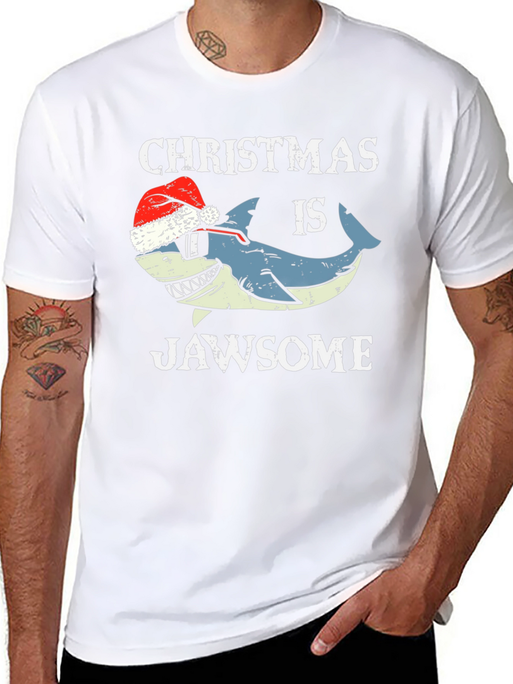 Christmas Jawsome Shark T-Shirt Holiday Tee