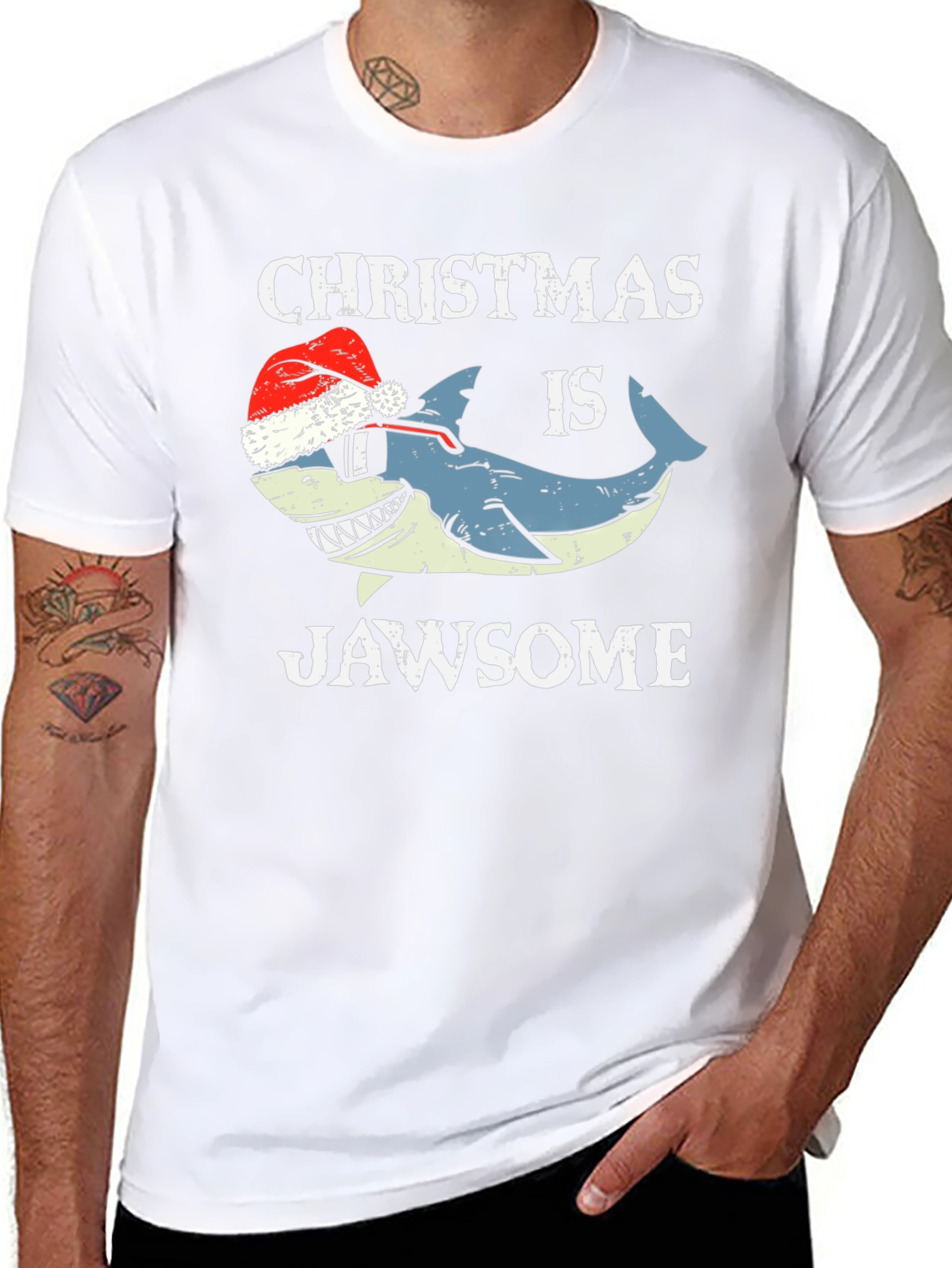 Christmas Jawsome Shark T-Shirt Holiday Tee