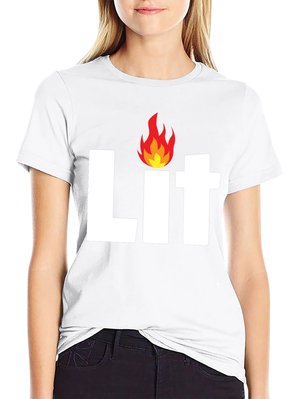Mens Lit Flame Graphic Black T-Shirt