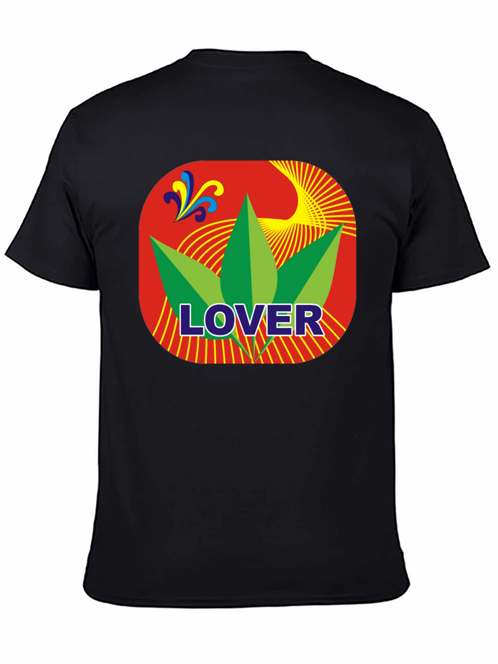 Lover Leaf Graphic T-Shirt - Black Crew Neck Tee