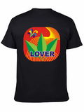 Lover Leaf Graphic T-Shirt - Black Crew Neck Tee