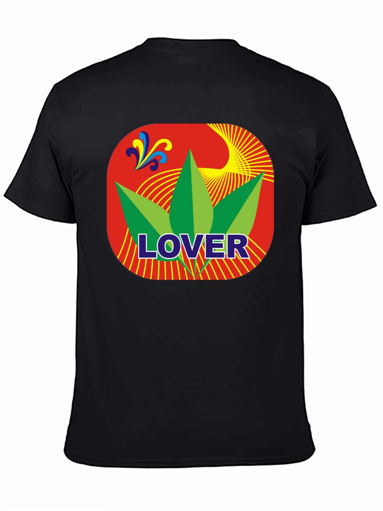 Lover Leaf Graphic T-Shirt - Black Crew Neck Tee