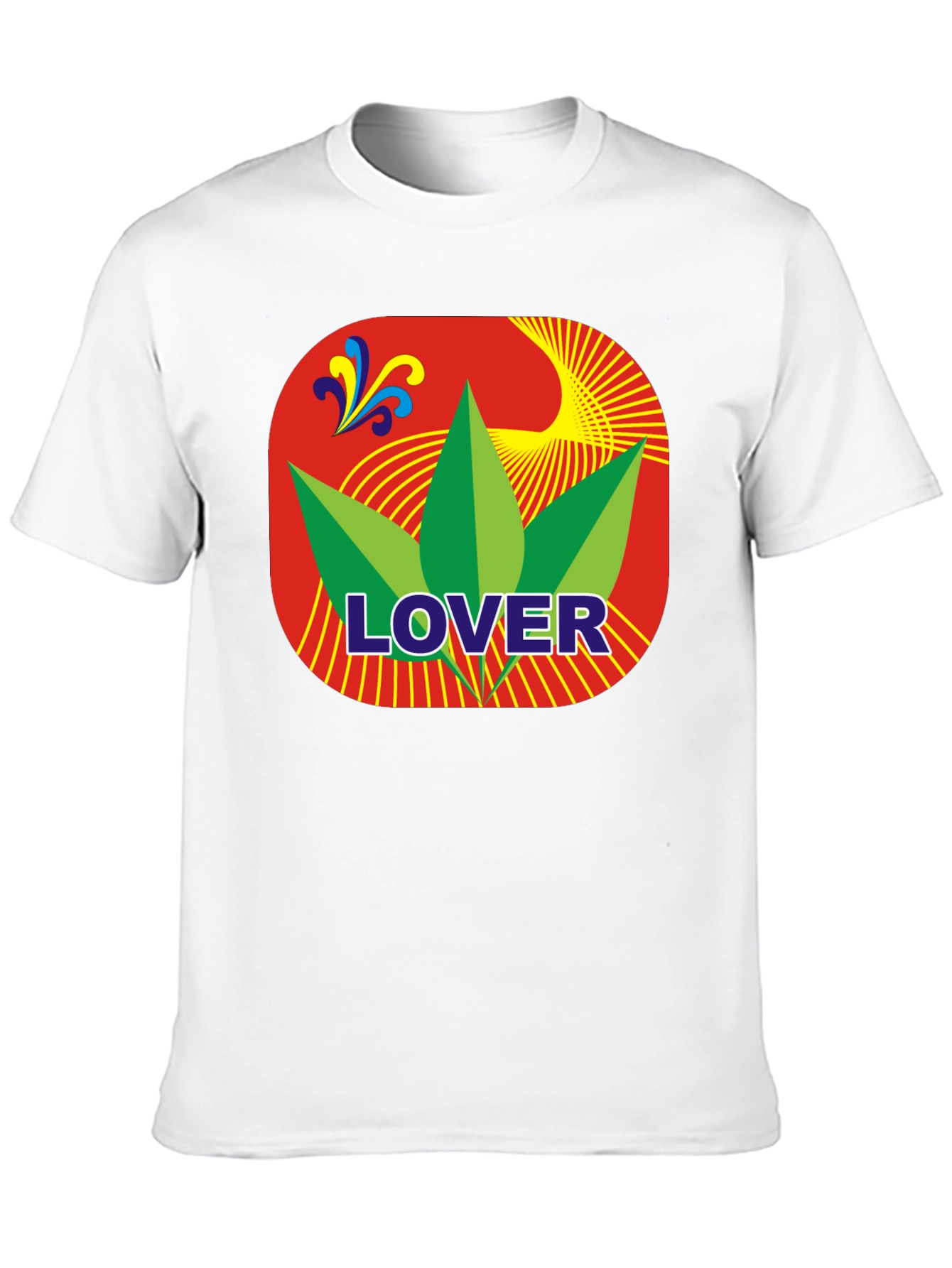 Lover Leaf Graphic T-Shirt - Black Crew Neck Tee