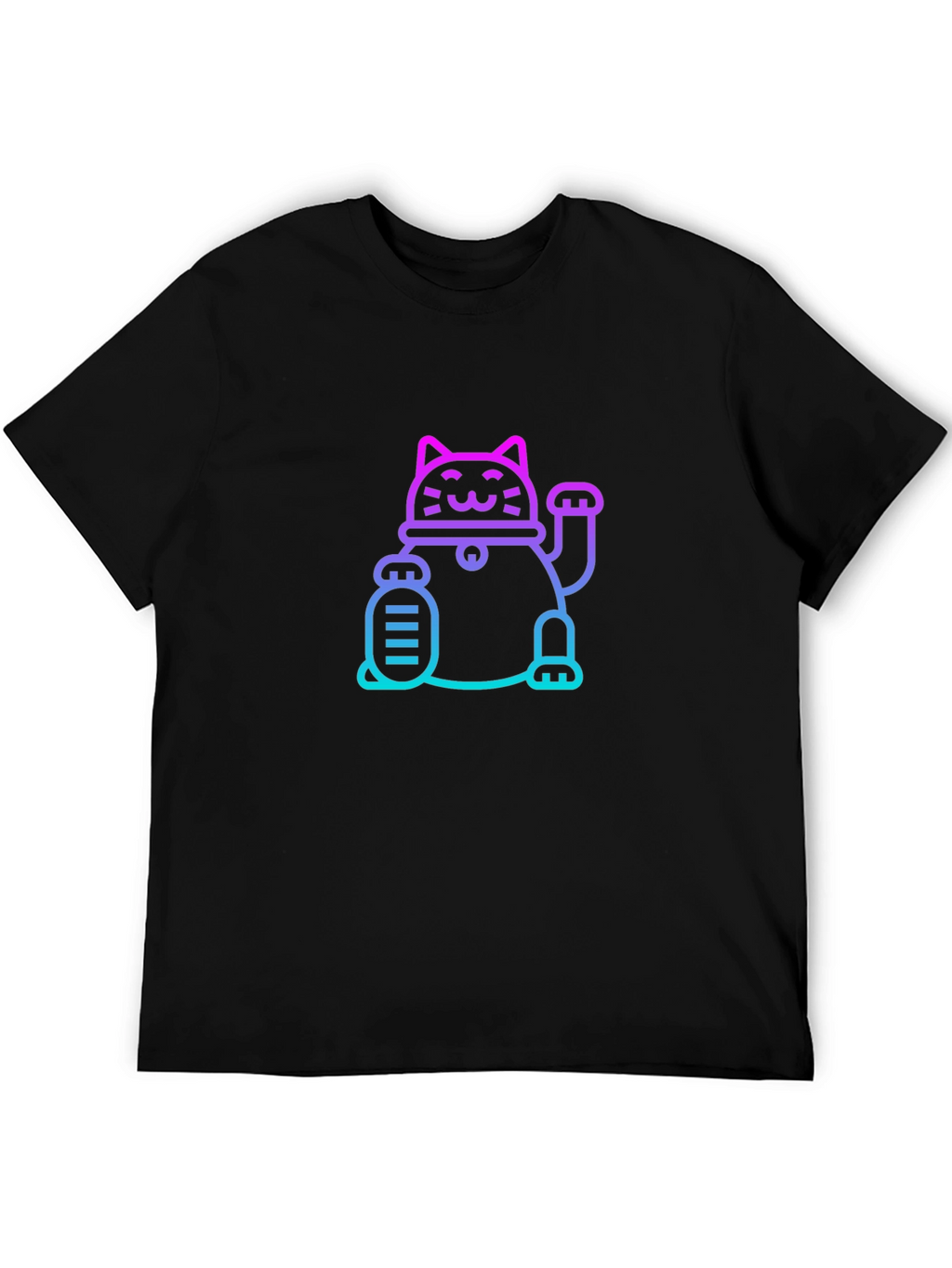 Lucky Cat Graphic Tee - Unisex Black T-Shirt