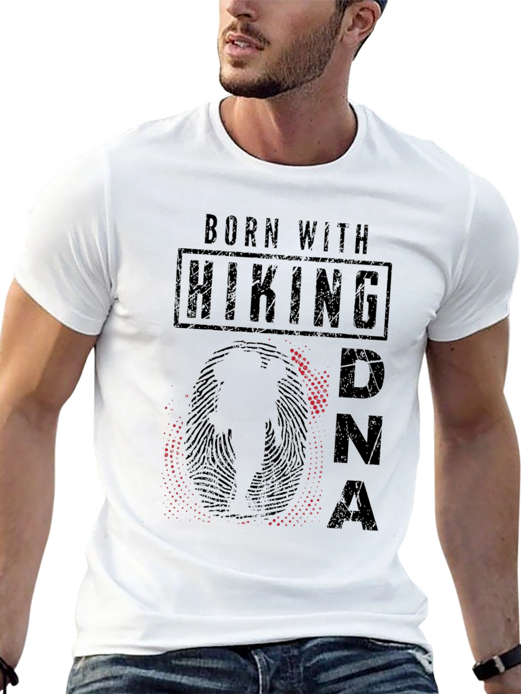 Born With Hiking DNA Black Graphic Tee